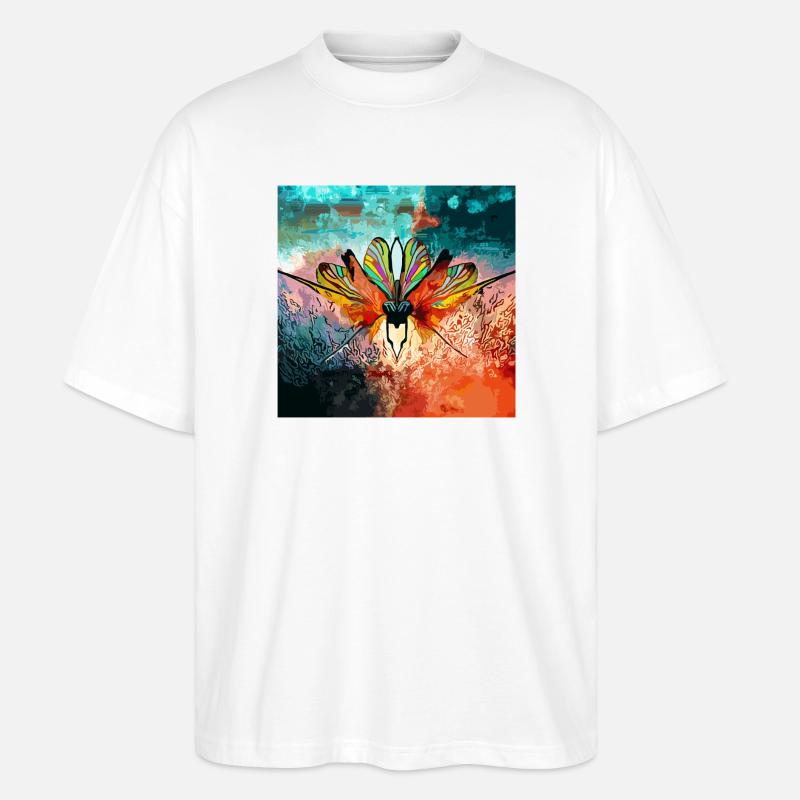 Farbiger Schmetterlingstraum - Stanley/Stella Oversized Unisex Bio T-Shirt Blaster 2.0 - Weiß