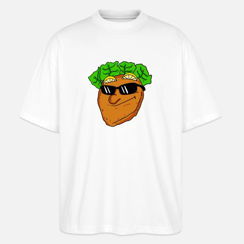 Schnitzel cool avec lunettes de soleil - T-shirt bio Blaster 2.0 coupe oversize Stanley/Stella Unisexe - blanc