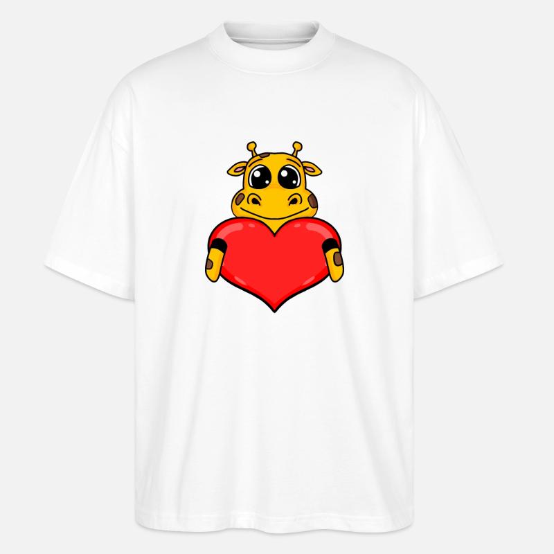 Giraffe mit Herz - Liebe Romantisch - Stanley/Stella Oversized Unisex Bio T-Shirt Blaster 2.0 - Weiß