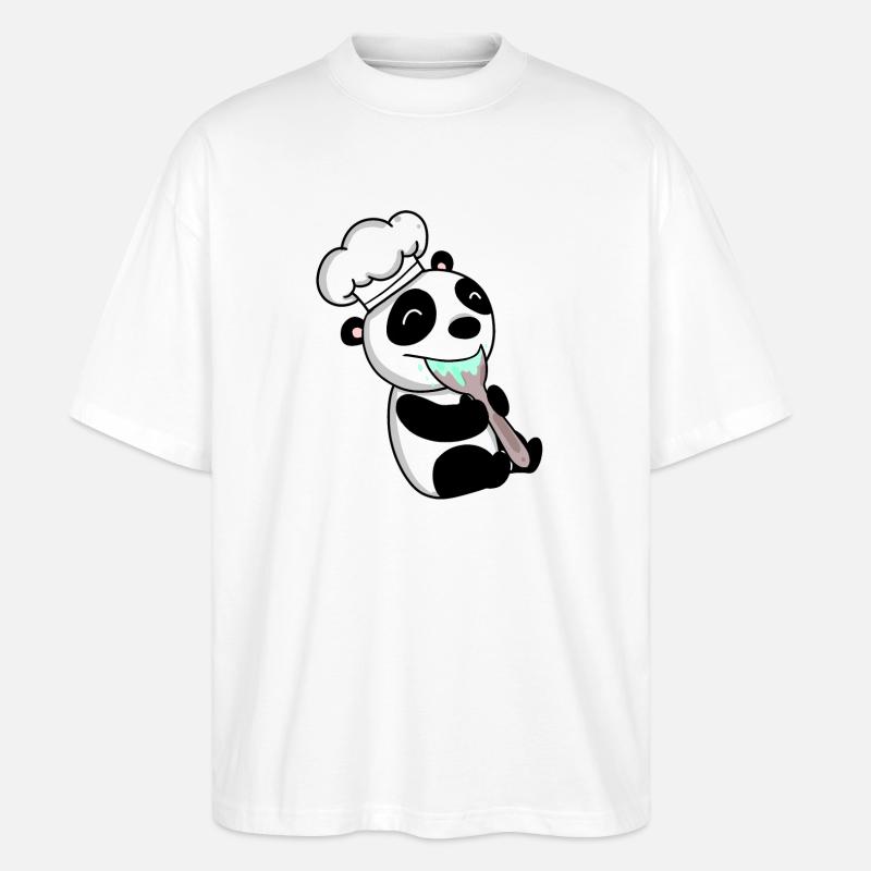 Panda Chef Cute - Stanley/Stella Oversized Unisex Organic T-shirt Blaster 2.0 - white