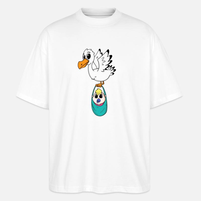 Oiseau avec grossesse de bébé - T-shirt bio Blaster 2.0 coupe oversize Stanley/Stella Unisexe - blanc
