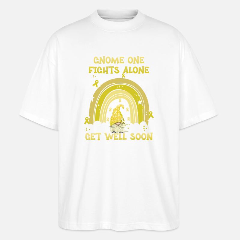 Gnome One Fights Alone Sarkomkrebs - Stanley/Stella Oversized Unisex Bio T-Shirt Blaster 2.0 - Weiß