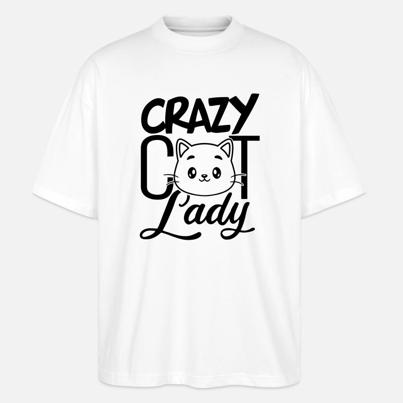Katzenverrücktes Mädchen - Stanley/Stella Oversized Unisex Bio T-Shirt Blaster 2.0 - Weiß