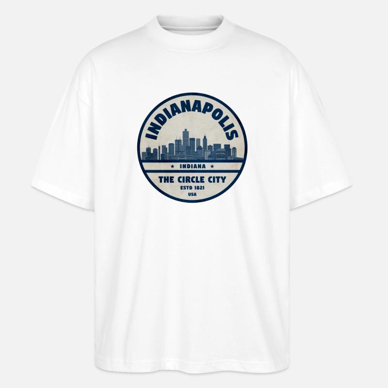 Ville du comté d’Indianapolis Skyline - T-shirt bio Blaster 2.0 coupe oversize Stanley/Stella Unisexe - blanc