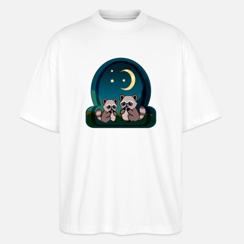 Waschbären Paar - Stanley/Stella Oversized Unisex Bio T-Shirt Blaster 2.0 - Weiß