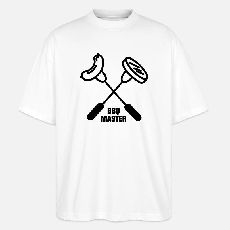 BBQ master avec deux fourchettes croisées - T-shirt bio Blaster 2.0 coupe oversize Stanley/Stella Unisexe - blanc