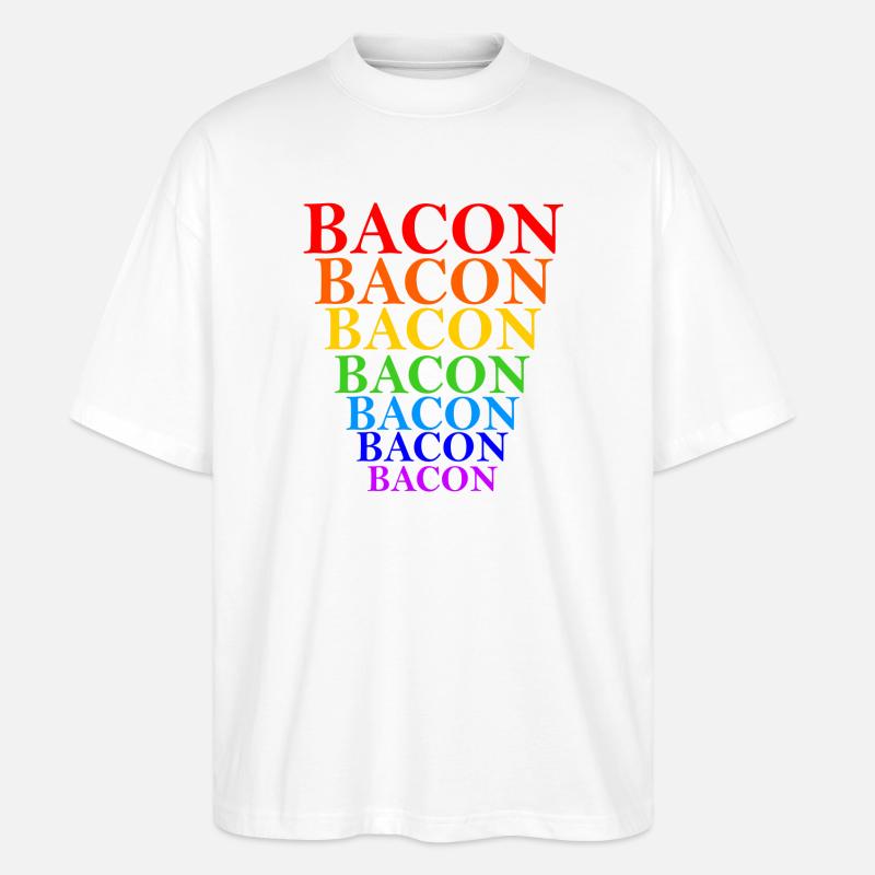 Regenbogen Bacon Stapel Design - Stanley/Stella Oversized Unisex Bio T-Shirt Blaster 2.0 - Weiß