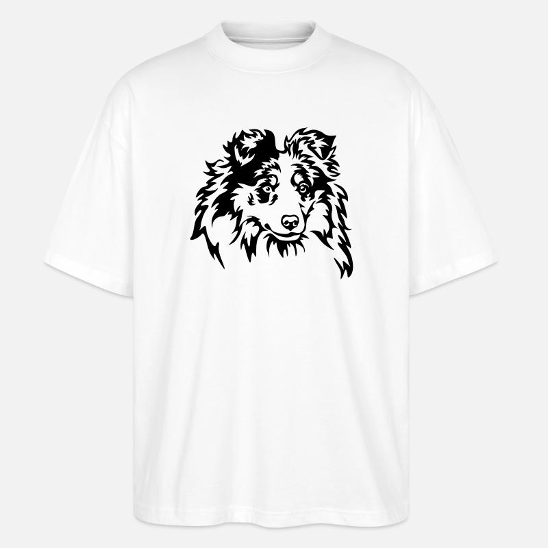 Sheltie Kopf - Stanley/Stella Oversized Unisex Bio T-Shirt Blaster 2.0 - Weiß