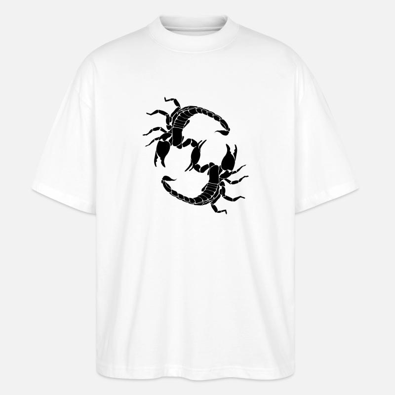 Schwarzer Skorpion - Buchstabe S - Stanley/Stella Oversized Unisex Bio T-Shirt Blaster 2.0 - Weiß