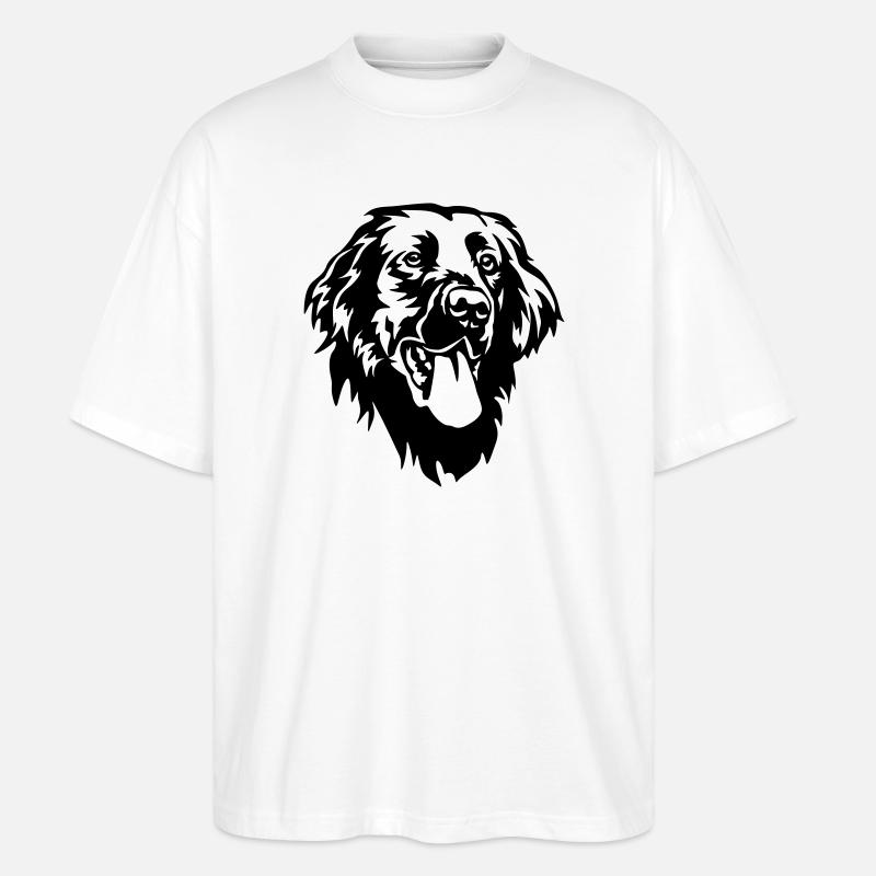 Flat-coated Retriever Kopf - Stanley/Stella Oversized Unisex Bio T-Shirt Blaster 2.0 - Weiß