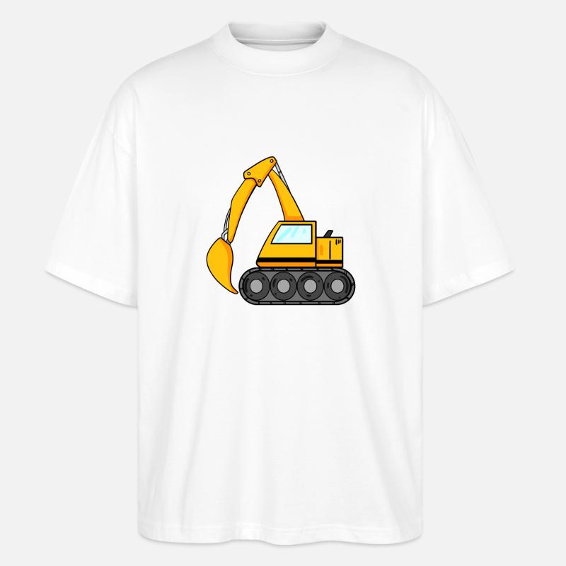Löffelbagger Ausgräber Bagger Baumaschine - Stanley/Stella Oversized Unisex Bio T-Shirt Blaster 2.0 - Weiß