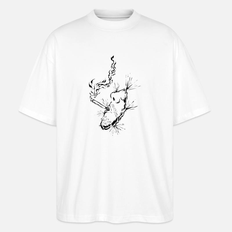 Zigarette Rauchen - Stanley/Stella Oversized Unisex Bio T-Shirt Blaster 2.0 - Weiß