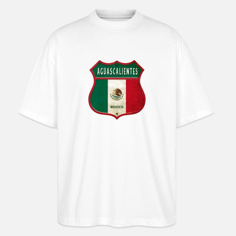 Aguascalientes Mexiko Wappen Design - Stanley/Stella Oversized Unisex Bio T-Shirt Blaster 2.0 - Weiß