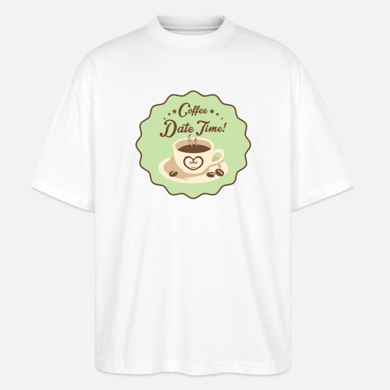 Coffe Date Time - Stanley/Stella Oversized Unisex Organic T-shirt Blaster 2.0 - white