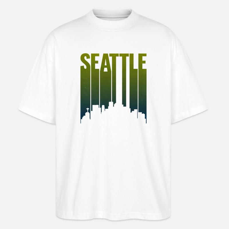 Seattle Skyline Grüngradient - Stanley/Stella Oversized Unisex Bio T-Shirt Blaster 2.0 - Weiß