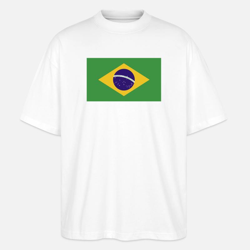 Drapeau national du Brésil - T-shirt bio Blaster 2.0 coupe oversize Stanley/Stella Unisexe - blanc