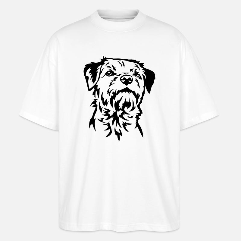 Border Terrier Kopf - Stanley/Stella Oversized Unisex Bio T-Shirt Blaster 2.0 - Weiß
