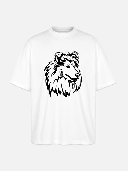 Collie Head - Stanley/Stella Oversized Unisex Organic T-shirt Blaster 2.0 - white