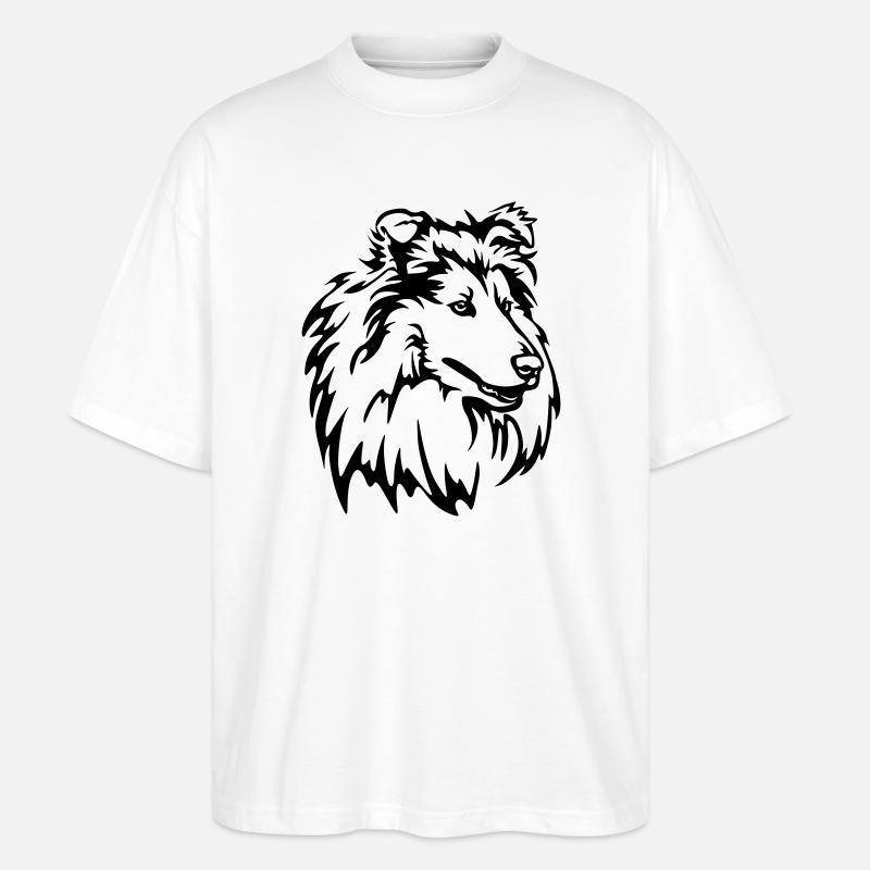 Collie Kopf - Stanley/Stella Oversized Unisex Bio T-Shirt Blaster 2.0 - Weiß
