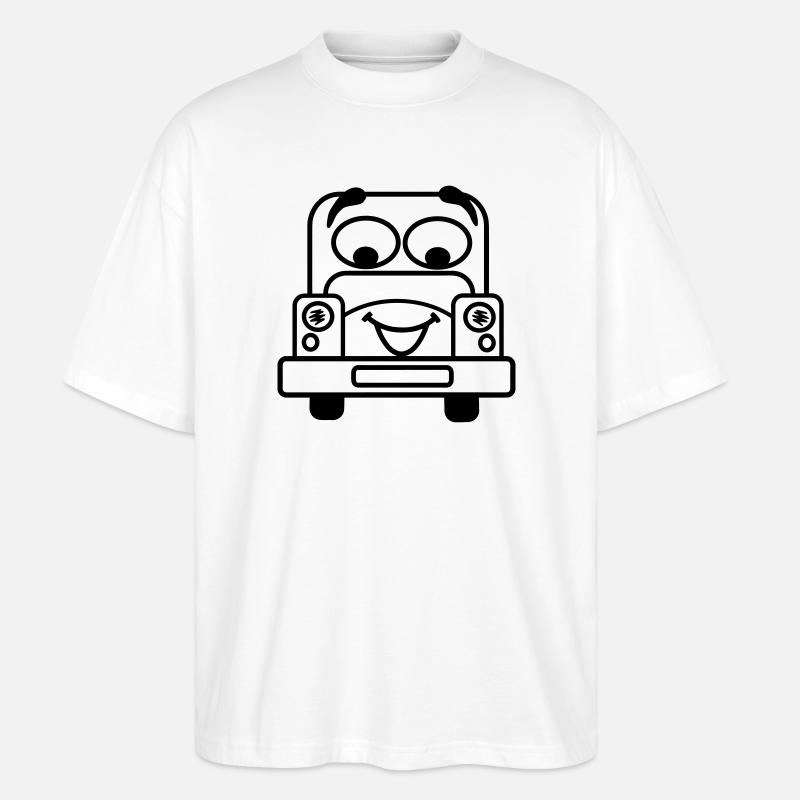 Fröhliches Auto mit transparentem Gesicht - Stanley/Stella Oversized Unisex Bio T-Shirt Blaster 2.0 - Weiß