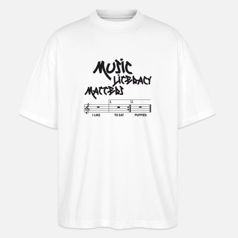 La littératie musicale, ça compte - T-shirt bio Blaster 2.0 coupe oversize Stanley/Stella Unisexe - blanc