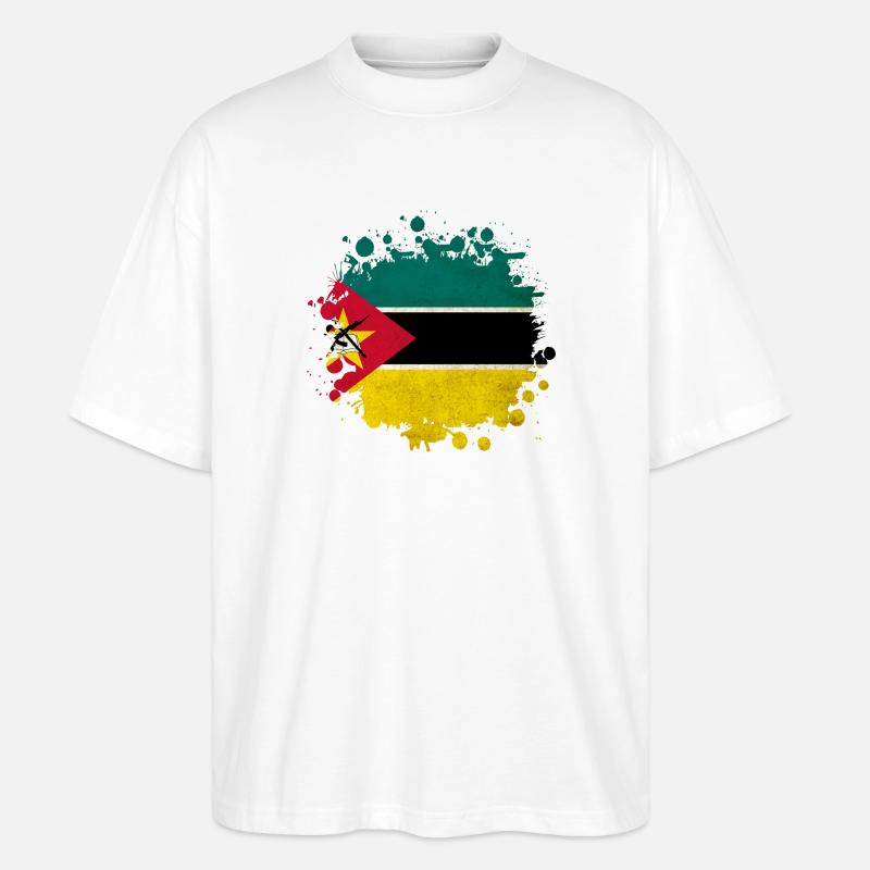 Mosambik Klecks Flaggen Design - Stanley/Stella Oversized Unisex Bio T-Shirt Blaster 2.0 - Weiß