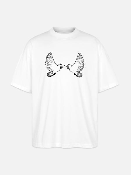 Two pigeons transparent - Stanley/Stella Oversized Unisex Organic T-shirt Blaster 2.0 - white