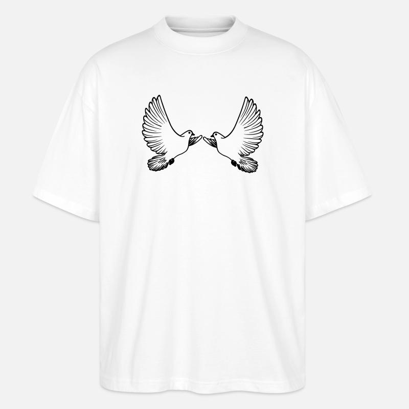 Zwei Tauben transparent - Stanley/Stella Oversized Unisex Bio T-Shirt Blaster 2.0 - Weiß