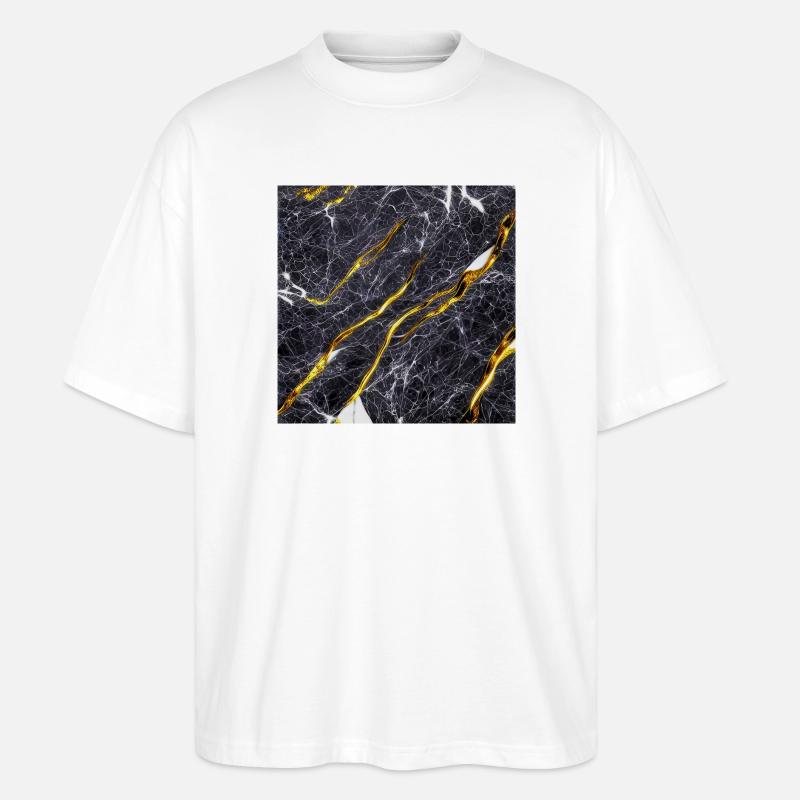 Marbre Texture Or Noir - T-shirt bio Blaster 2.0 coupe oversize Stanley/Stella Unisexe - blanc