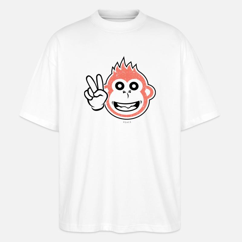 Friedensaffe - Stanley/Stella Oversized Unisex Bio T-Shirt Blaster 2.0 - Weiß