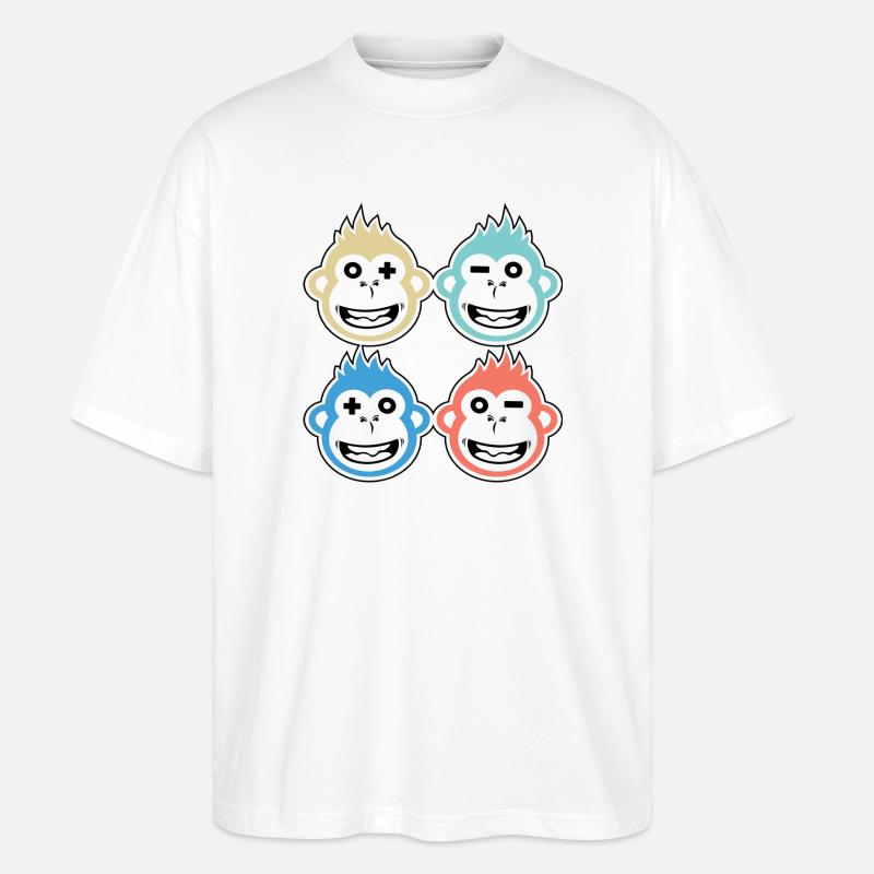 4 glückliche Affen - Stanley/Stella Oversized Unisex Bio T-Shirt Blaster 2.0 - Weiß