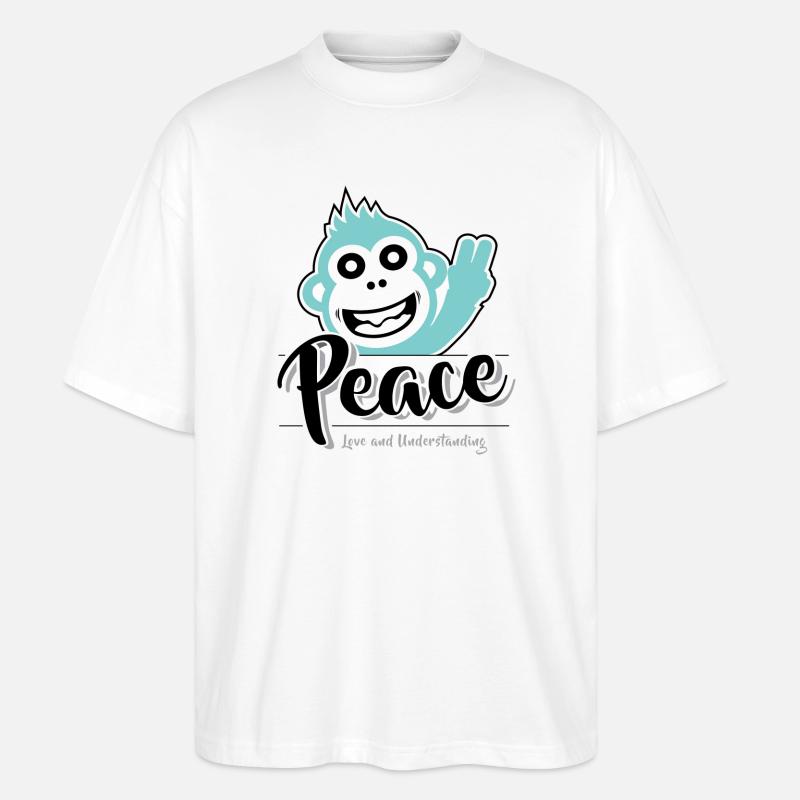 Frieden, Liebe und Verständnis - Stanley/Stella Oversized Unisex Bio T-Shirt Blaster 2.0 - Weiß