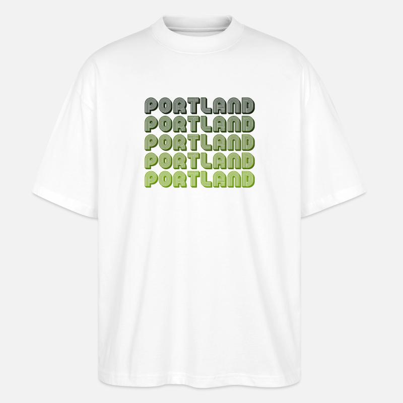 Portland Retro Gradient Pattern - Stanley/Stella Oversized Unisex Organic T-shirt Blaster 2.0 - white