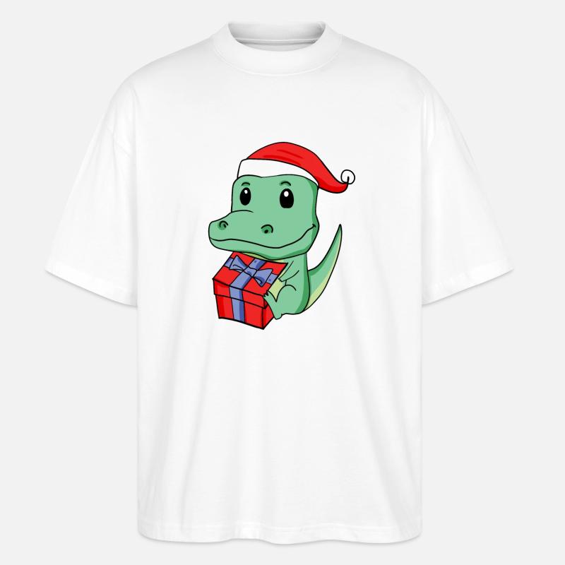 Noël Crocodile Bébé avec Cadeau - T-shirt bio Blaster 2.0 coupe oversize Stanley/Stella Unisexe - blanc