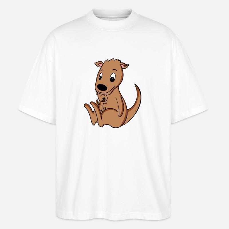 Grossesse familiale - Kangourou avec bébé - T-shirt bio Blaster 2.0 coupe oversize Stanley/Stella Unisexe - blanc