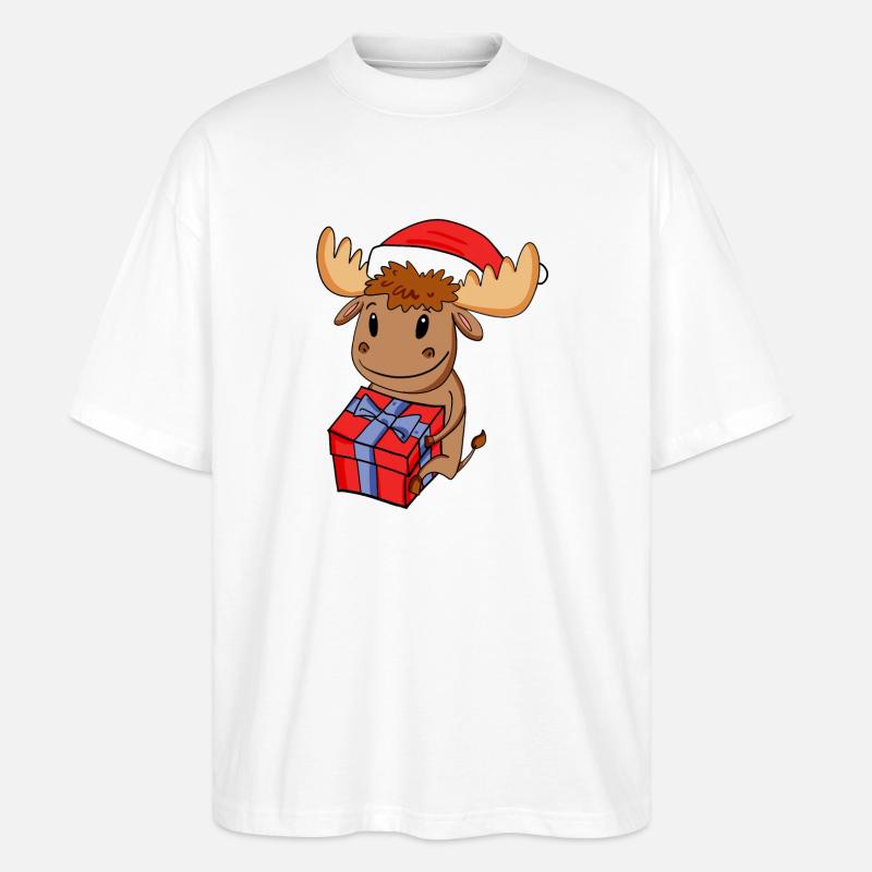 Noël Moose Baby avec cadeau - T-shirt bio Blaster 2.0 coupe oversize Stanley/Stella Unisexe - blanc