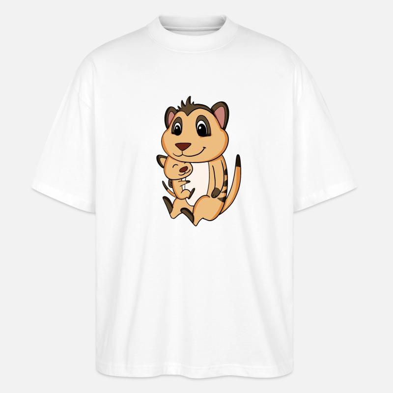 Grossesse familiale - suricate avec bébé - T-shirt bio Blaster 2.0 coupe oversize Stanley/Stella Unisexe - blanc