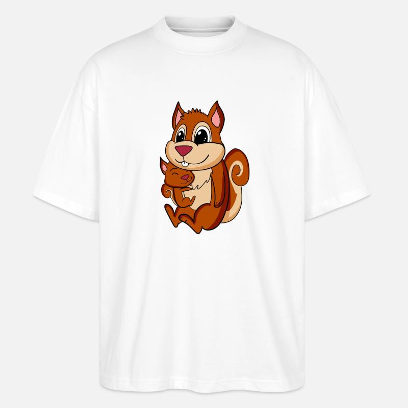 Grossesse familiale - écureuil avec bébé - T-shirt bio Blaster 2.0 coupe oversize Stanley/Stella Unisexe - blanc