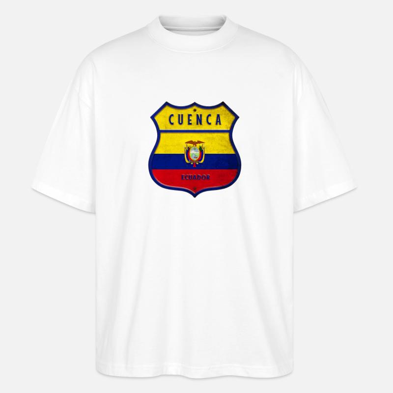 Cuenca Drapeaux de l'Equateur - T-shirt bio Blaster 2.0 coupe oversize Stanley/Stella Unisexe - blanc