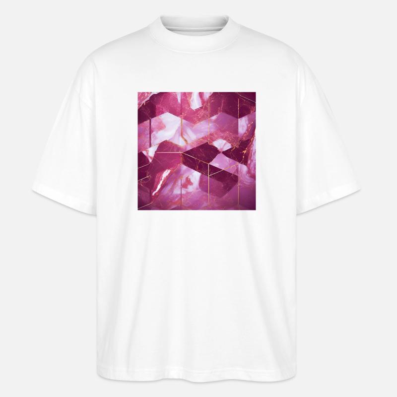 Rosarot Gold Marmor Textur Geometrisch - Stanley/Stella Oversized Unisex Bio T-Shirt Blaster 2.0 - Weiß