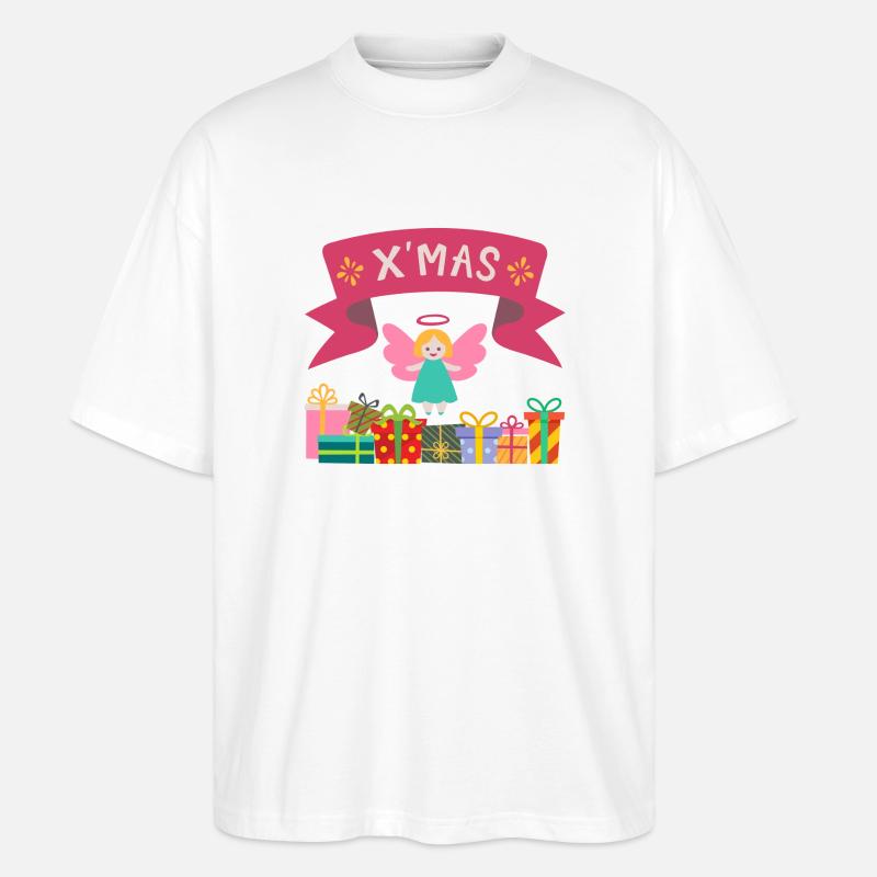 XMAS Engel mit Geschenken - Stanley/Stella Oversized Unisex Bio T-Shirt Blaster 2.0 - Weiß