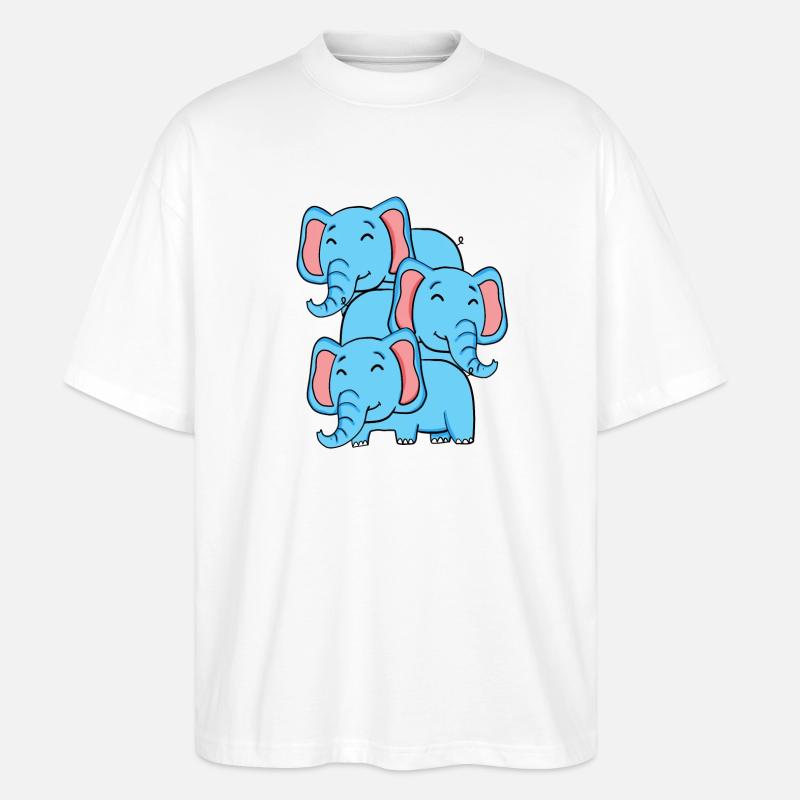 Niedliche Elefanten - Elefant - Stanley/Stella Oversized Unisex Bio T-Shirt Blaster 2.0 - Weiß