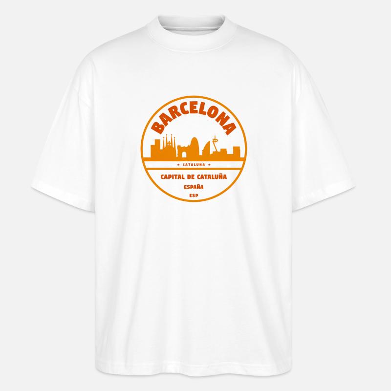 Barcelona Skyline Emblem - Stanley/Stella Oversized Unisex Bio T-Shirt Blaster 2.0 - Weiß