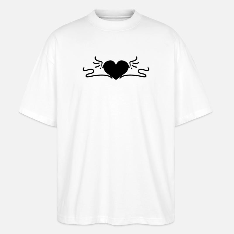 Herz Schwarz - Stanley/Stella Oversized Unisex Bio T-Shirt Blaster 2.0 - Weiß
