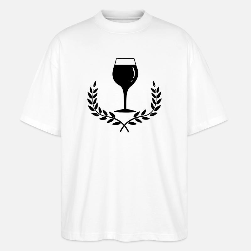 Weinglas mit Lorbeerkranz - Stanley/Stella Oversized Unisex Bio T-Shirt Blaster 2.0 - Weiß