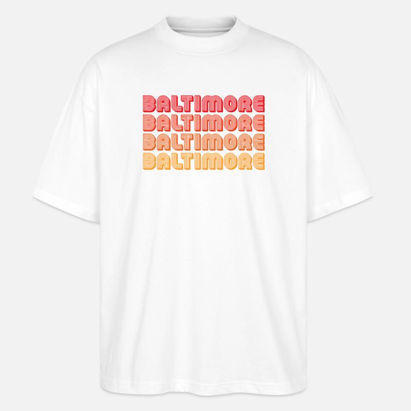 Baltimore Neon Gradient Repeats - Stanley/Stella Oversized Unisex Bio T-Shirt Blaster 2.0 - Weiß