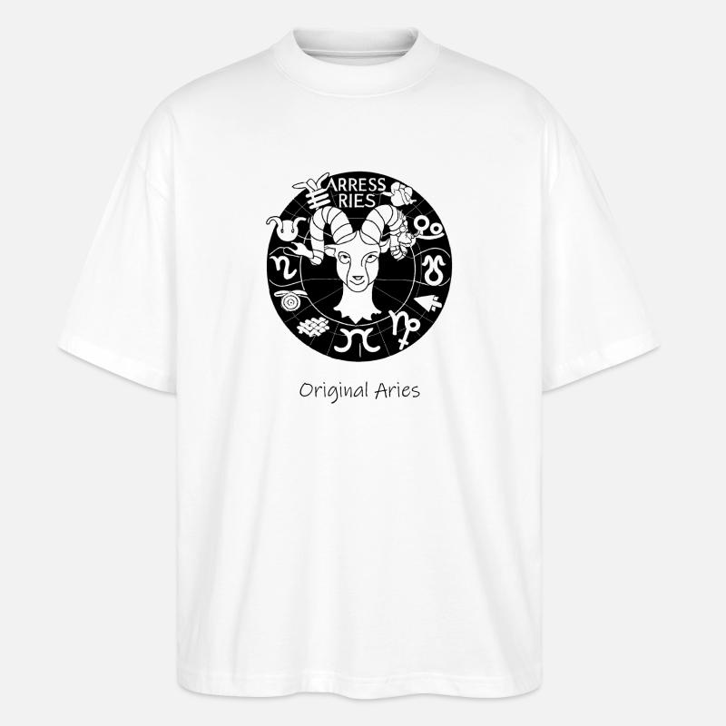Sternzeichen Widder 001 schwarz - Stanley/Stella Oversized Unisex Bio T-Shirt Blaster 2.0 - Weiß