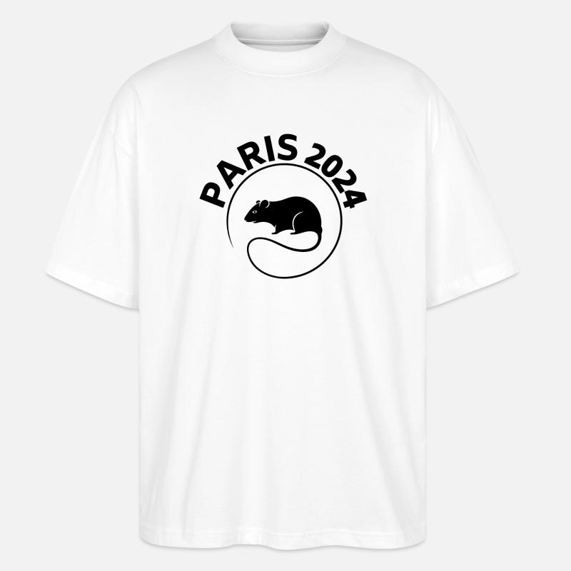 Maskottchen, Ratte, Paris - Stanley/Stella Oversized Unisex Bio T-Shirt Blaster 2.0 - Weiß