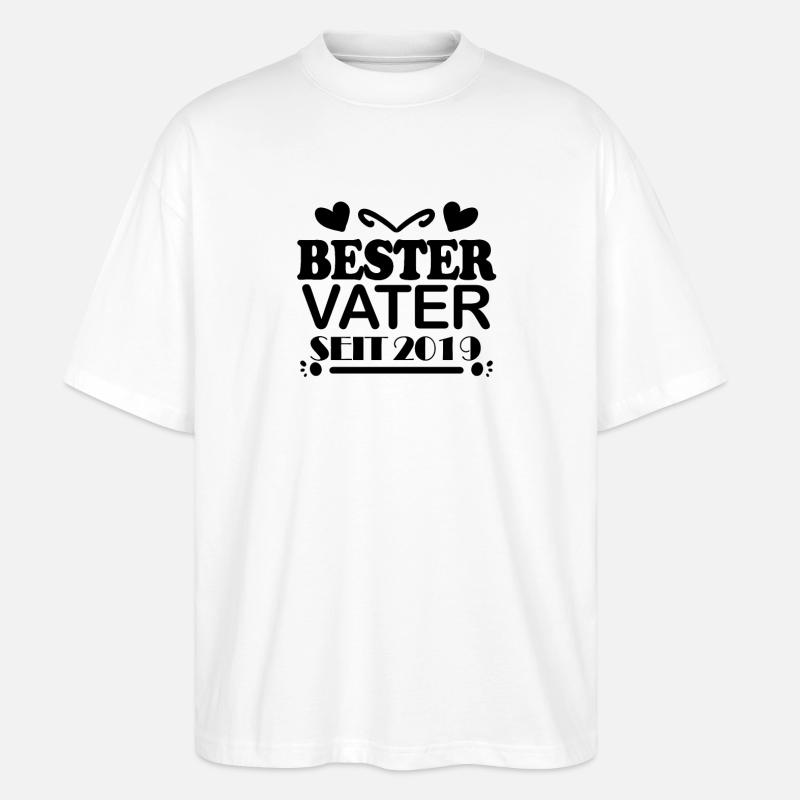 Bester Vater seit 2019 - Stanley/Stella Oversized Unisex Bio T-Shirt Blaster 2.0 - Weiß