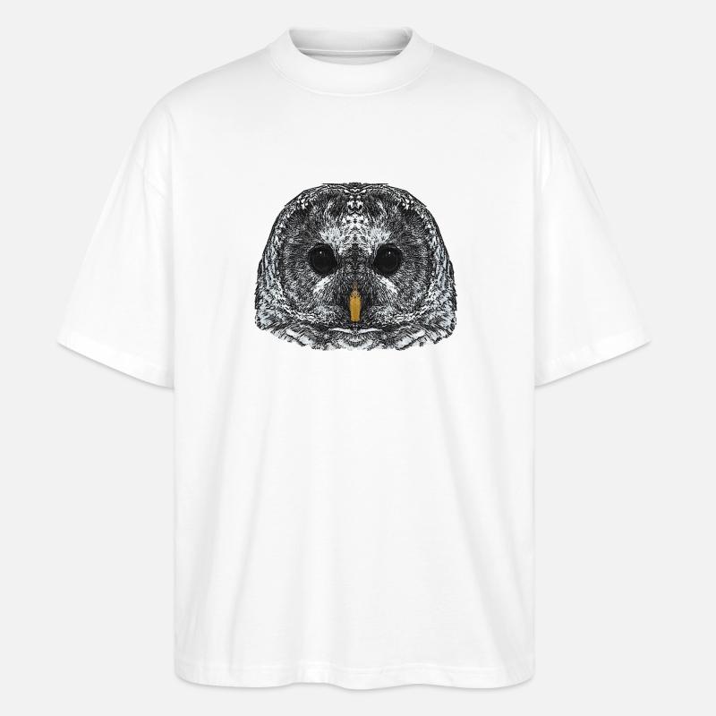 eulengesicht, schneeeulenkopf - Stanley/Stella Oversized Unisex Bio T-Shirt Blaster 2.0 - Weiß